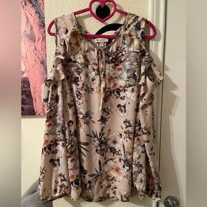 Eliane Rose Plus Size Womens Floral Cold Shoulder blouse size 2X pre-owned